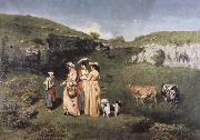 Gustave Courbet young women from the Village France oil painting artist